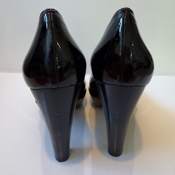 VIA SPIGA Black Patent Leather Platform Peep Toe Heels 7.5 - Picture 10 of 13